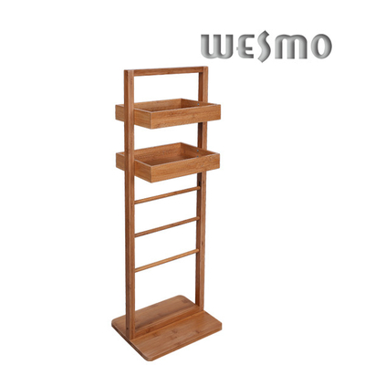 Carbonize Finishing 2 Layers Bamboo Bathroom Towel Shelf for Home / Hotel