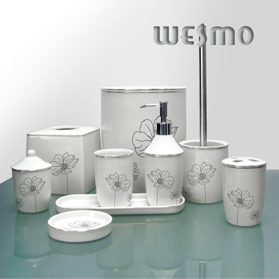 Modern Home 9 Piece White Ceramic Bathroom Accessory Sets