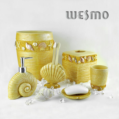 6 Piece Yellow Color Polyresin Bathroom Set